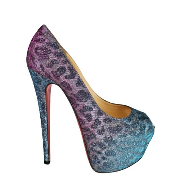 Christian Louboutin Highness 160 Leopard Peep Toe Platform Pumps Heels - Picture 1 of 7
